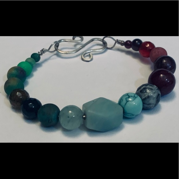 Handmade Natural Gemstone Beaded Bracelet NWT - Picture 1 of 4